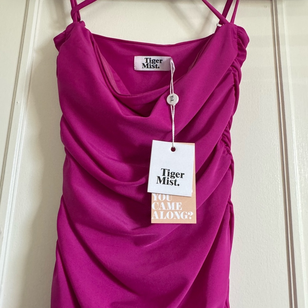 Tiger Mist Fuchsia Ruched Mini Dress - Picture 4 of 5
